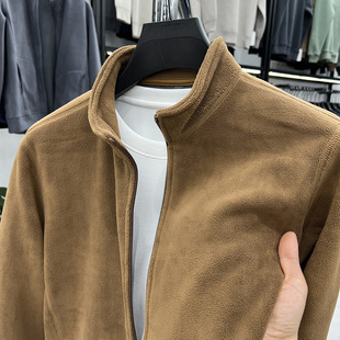Explosive Austrian Grain Fleece Sweater Men's Vertical Collar Zipper Cardigan Jacket Autumn and Winter Men's Thickened Warm Polar Fleece Jacket