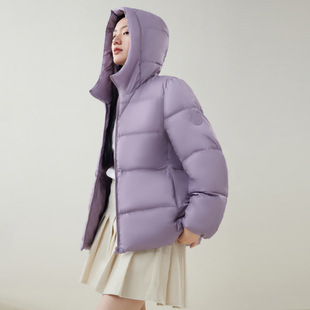 Duck and Duck Light Down Jacket Women's Short 2024 Winter New Hood Joker Korean Style Slim Fit High Weight Jacket X