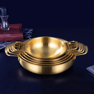 Stainless Steel Dry Pot Thickened Household Commercial Small Hot Pot Binaural Noodle Pot Golden Troops Hot Pot Alcohol Stove Wholesale