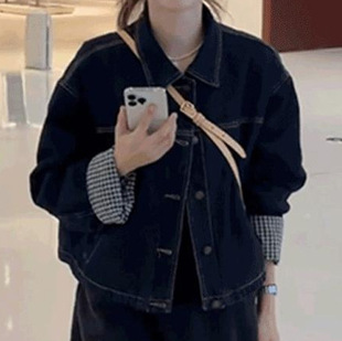 Thickened cotton-padded jacket autumn and winter blue Denim coat women's 2024 new Korean stand collar long sleeve super good-looking