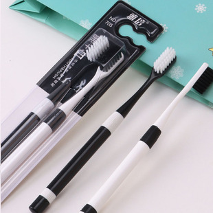 Bamboo Charcoal Toothbrush Black and White Gold and Silver Couple Small Head Soft Bristle Toothbrush Household Toothbrush Source Factory Manufacturer Wholesale