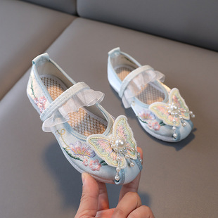 Women's Shoes Hanfu Shoes Children's Horse-faced Skirt Shoes Autumn fleece-lined National Style Shoes Antique Embroidered Shoes New Chinese Style Antique Shoes