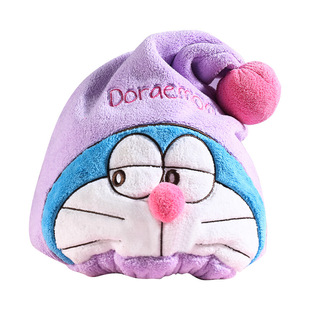 Doraemon сухая шапка для волос подлинный мультфильм милый треугольник шапка мультфильм шапка для душа коралловый бархат впитывает сухое полотенце для волос