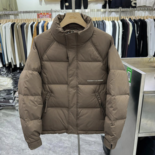 Winter Korean Style Short Vertical Collar Down Jacket Men's Simple Slim-fit Fashionable Handsome White Duck Down Warm Jacket Top