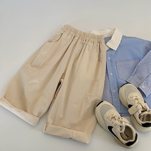 Maibao Children's Casual Pants 2025 Spring Boys and Girls Solid Color Simple Style All-match Wide-leg Pants Korean Style Stitching Pants