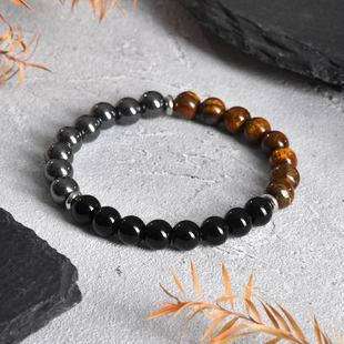 Cross-border stainless steel tiger eye men's bracelet fashion obsidian beads beaded bracelet wholesale BR-2448