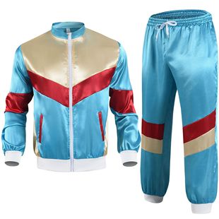 Cross Border 80 s Disco Sportswear Jacket and Pants Jogging Suit Retro Style 80 s Theme Party