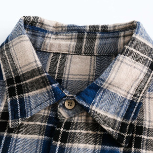 Mint Cat 2025 Spring New Real Shot American Retro Loose Personality Plaid Long Sleeve Shirt
