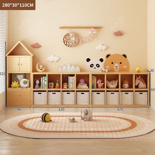 Children's Room Solid Wood Bookcase Small House Storage Cabinet Household Cabinet Storage Cabinet Bookshelf Storage Rack Floor-Standing Prellis Cabinet