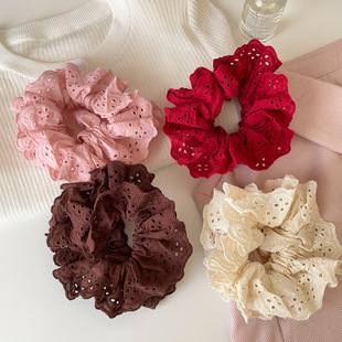 Zhao Lusi's Same Style Lace Large Intestine Hair Tie Fabric Lace Headband Sweet Forest Girl Rubber Band Ponytail Hair Accessory