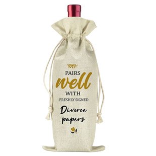 Custom drawstring girdle linen wine bag spot wholesale cotton and linen wine bottle bag Christmas linen wine bag