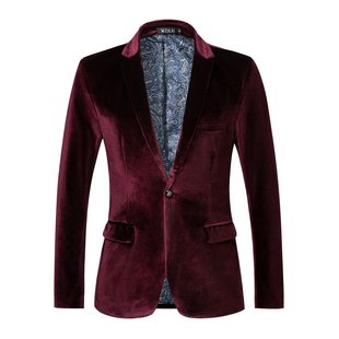 Foreign Trade Spring and Autumn Men's Casual Slim-fit Golden Velvet Suit Jacket Small Suit Trendy Youth Dress Single Western Men's Jacket