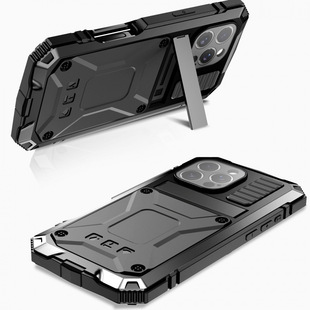 Cross-border foreign trade bracket three-proof shell suitable for Apple 16 mobile phone case metal all-inclusive S25Ultra drop-proof cover