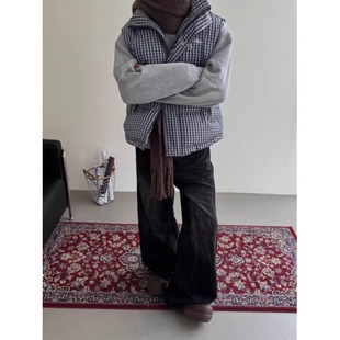 High Street American Style Fashion Brand Autumn and Winter Vintage Plaid Washer Loose All-match Cotton-padded Vest Sleeveless Windproof Cotton-padded Coat