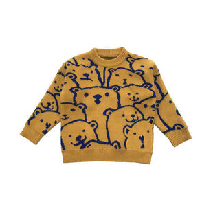 Korean style children's 2023 new autumn and winter bear head cute fleece-lined boys' sweater rabbit velvet wool thick sweater