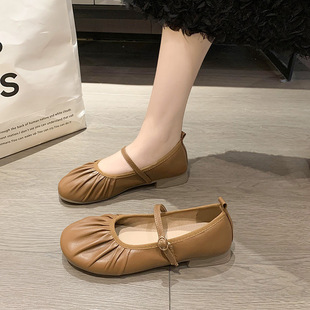 Soft bottom soft surface Round Toe comfortable elegant all-match Taizhou factory direct supply solid color 2023 Summer new casual shoes