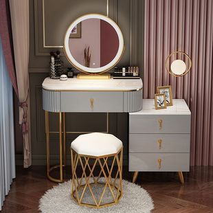 Light Luxury Dressing Table Bedroom Modern Simple Dressing Table Solid Wood Cyber Trendy Ins Style Makeup Table Storage Cabinet Free Shipping