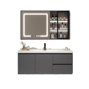 Simple Toilet Solid Wood Floor-to-Floor Washbasin Cabinet Combination Washstand Cream Bathroom Cabinet Ceramic All-in-One Basin