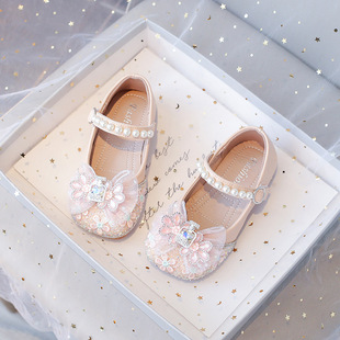 Girls Princess Shoes 2024 Spring and Autumn New Children's Baby Shoes Soft Sole Rhinestone Girls Shoes