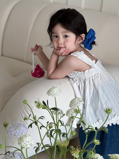 Wheat Field Season 2025 Summer New Arrival Korean Style Girls' Lace Slip Top Children's Vest Baby Slip Top