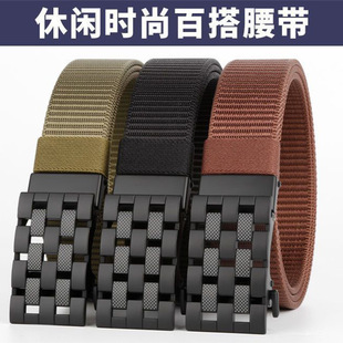 Personalized Breathable All-match Tactical Belt Imitation Nylon Simple Canvas Woven Belt Wear-resistant Scratch-resistant Men's Belt