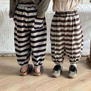 Children's Sports Pants Girls Striped Casual Pants Boys Autumn 2024 New Spring and Autumn Loose Baby Sweatpants