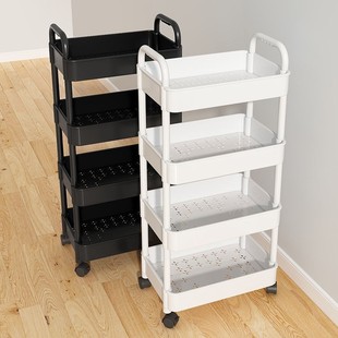 Snack Storage Rack Large Capacity Dormitory Storage Household Floor-Standing Movable Bedside Cream Style Multi-Layer Cart