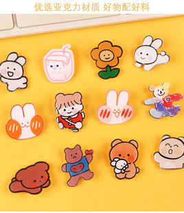 Cartoon Acrylic Brooch Little Girl Boy Accessories Clothes Bag Pendant Cute Japanese Creative Badge Pin
