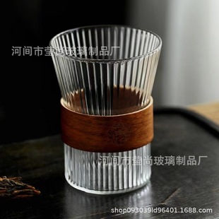 Japanese Style Vertical Pattern Coffee Cup Breakfast Cup Thickened Juice Cup Household Tea Cup Simple Bamboo Glass