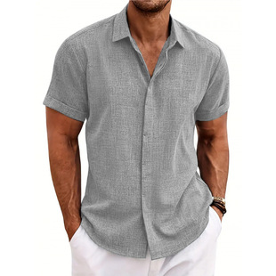 2024 summer Europe and the United States cross-border Amazon wish ebey tie-dyed light-cooked casual linen short-sleeved shirt
