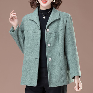 Middle-aged and elderly mothers spring and autumn cardigan coat women's fashionable western style woolen top 2023 New plus size lapel woolen