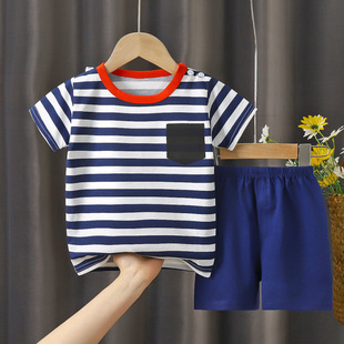 Summer Children's Short-sleeved suit Cotton Baby Boys and Girls Half-sleeved Two-piece Baby Short-sleeved Shorts suit