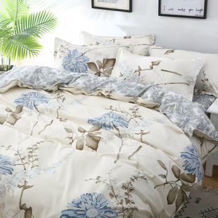 Brushed four-piece set imitation pure cotton double Aloe cotton thickened dormitory three-piece quilt cover bed sheet bedding wholesale delivery