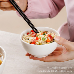 Pure White Ceramic Tableware Thickened Chinese Anti-scalding Rice Noodles Soup Bowl Household Ceramic Hotel Special Can Add Standard