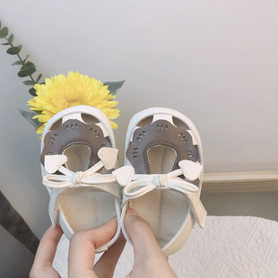 Factory Direct Supply Hollow Bow Love Baotou Toddler Shoes Summer New Korean Baby Shoes Casual Trendy Sandals
