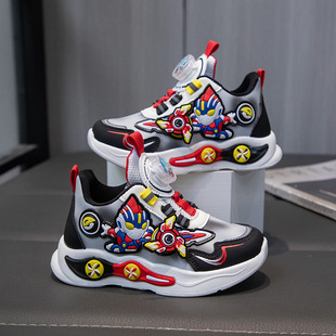 Boys' sneaker Children's Cartoon Torre Shoes 2024 Spring and Autumn New Boys Casual Shoes Rotating Button Running Shoes