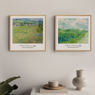 Seventeen Art Van Gogh Monet Log Wind Small Fresh Decorative Hanging Painting World Famous Painting Living Room Dining Room Niche Oil Painting
