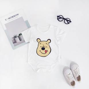 Cartoon Short-sleeved Triangle Bamboo Fiber 3-18 Months Baby Summer Thin Breathable Cute Fart Jumpsuit