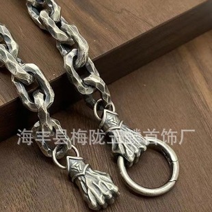 European and American cross-border jewelry rock punk retro fist pendant necklace foreign trade jewelry