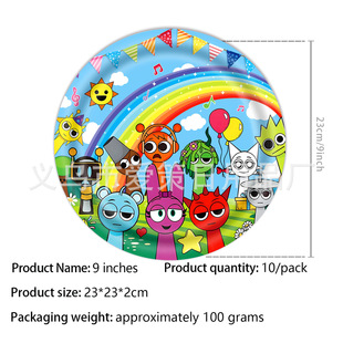 Cross-border Rhythm Box Happy Birthday Theme Cartoon Children Party Supplies Tableware Birthday Decoration Paper Tray Banner