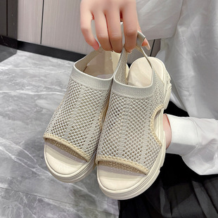 Thick-soled Sports Sandals for Women Summer Flats 2024 New Soft-soled Outer Wear Versatile Fashion Casual Roman Fairy Style