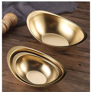 Korean-style Stainless Steel 304 Yuanbao Bowl Creative Cuisine Snack Bowl Thick Household Fruit Salah Bowl Golden Commercial