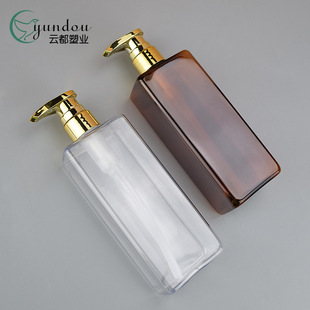 Brown Black Plastic Transparent Bottle 500ml Square Facial Cleanser Shower Gel Bottle Pet Body Lotion Cosmetic Bottle