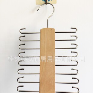 Solid Wood Tie Rack with 20 Hooks, Vintage Color, Tie and Belt Hanger, Belt Storage Rack, Men's Wardrobe Space Saver