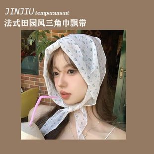 White Lace Lazy Hair Band Headscarf 2025 New French Pastoral Style Triangle Scarf One-piece Sweet Hair Accessories