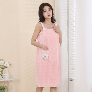 Bath skirt women can wear can wrap cloud lattice adult bathrobe coral fleece beauty salon bath skirt condole belt bath skirt wholesale