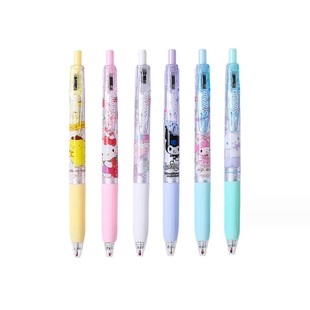 6 ручки для щелчка Sanrio с высоким значением нейтрали ручка мультфильм милый ветер ST голова девушка сердце углеродная ручка для подписи