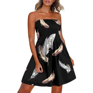 2023ymx printed mid-length temperament commuter sweet and spicy temperament dress
