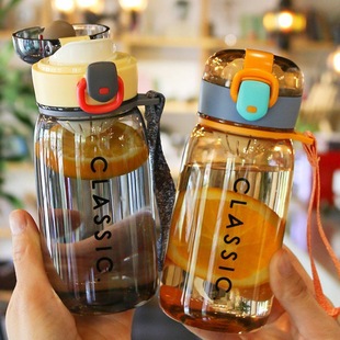 Korean Style Couple Transparent Simple Cup Portable Fall-resistant Handy Cup Student Plastic Cup Large Capacity Cup Sports Space Cup