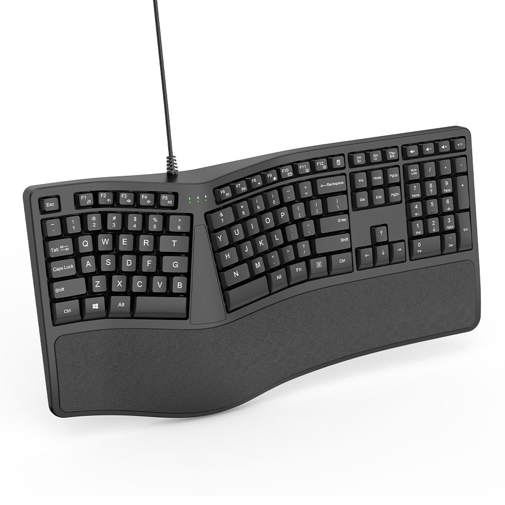 K9 cross-border new wired keyboard ergonomic office mute keyboard comes with curved palm rest factory direct supply